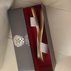 Vince Camuto VC ENDILLA SANDALS FLASH GOLD RHINESTONES 7.5 LK NEW